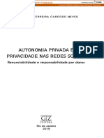 Autonomia Privada E Privacidade Nas Redes Sociais: Thiago Ferreira Cardoso Neves