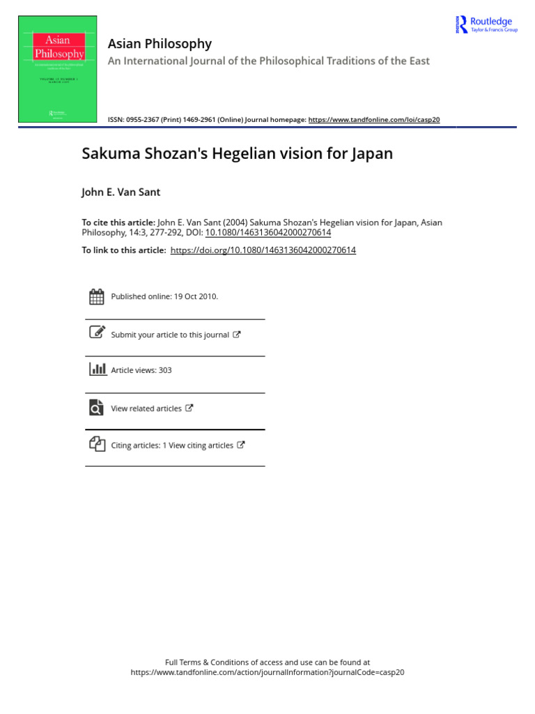 Sakuma Shozan S Hegelian Vision For Japan (Van Sant) | PDF | Dialectic ...