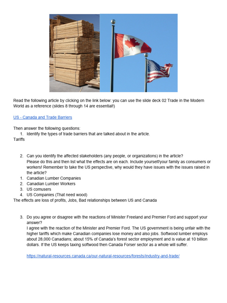 Trade Barriers Assignment PDF