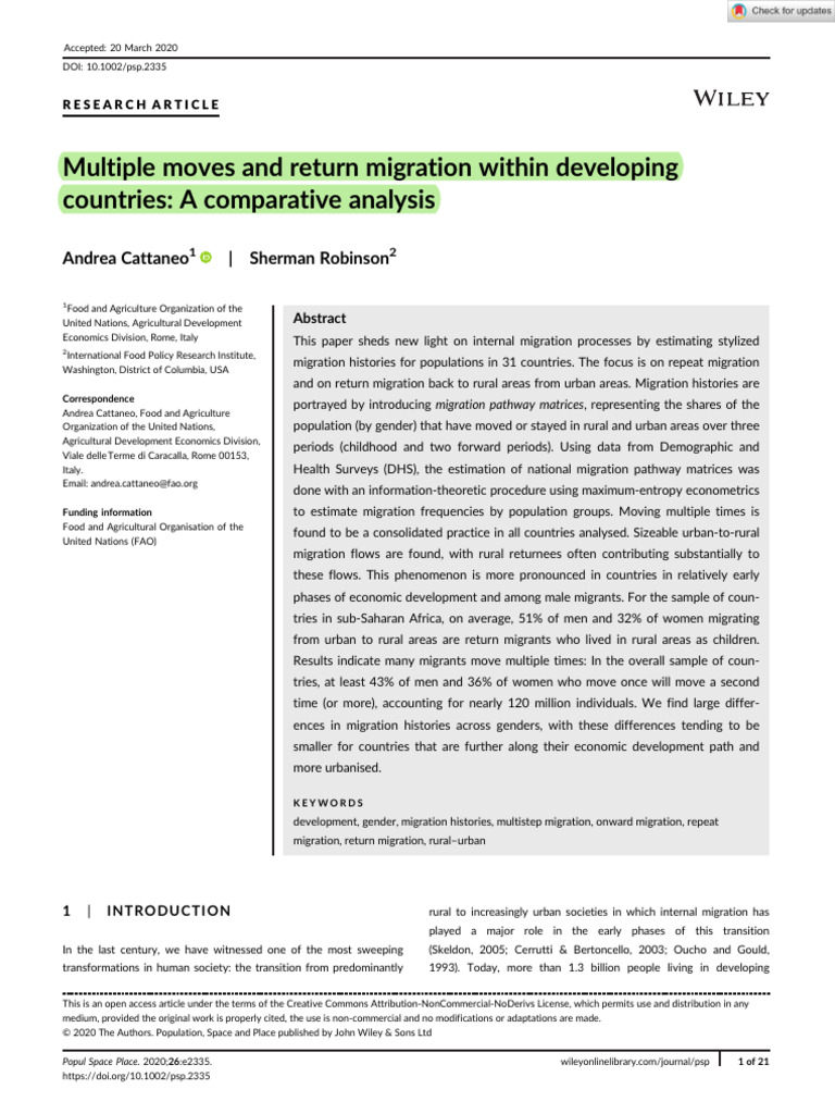 Migration Patterns in Developing Nations | PDF | Human Migration | Variance