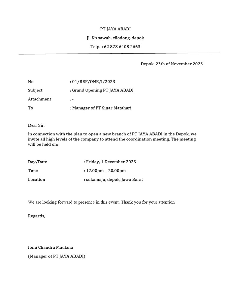 Contoh Surat Resmi Perusahaan | PDF