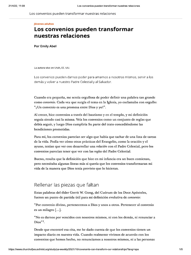 Convenios Pueden Transformar Nuestras Relaciones | PDF