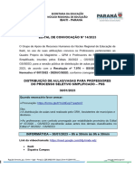Edital de Convocação #14/2023: Secretaria Da Educação Núcleo Regional de Educacão Ibaiti - Paraná