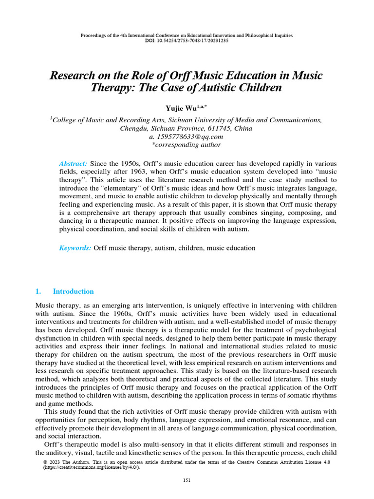Orff Music Therapy for Autistic Children | PDF | Autism Spectrum ...