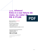 Olá, Afonso! Esta É A Sua Fatura de Maio, No Valor de R$ 5.171,66