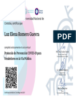 Certificado - Luz Elena Romero Guevra - Protocolo de Prevención COVID-19 para Vendedores en La Vía Pública
