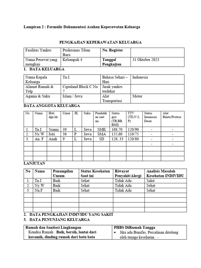 Dokumentasi Asuhan Keperawatan Keluarga | PDF