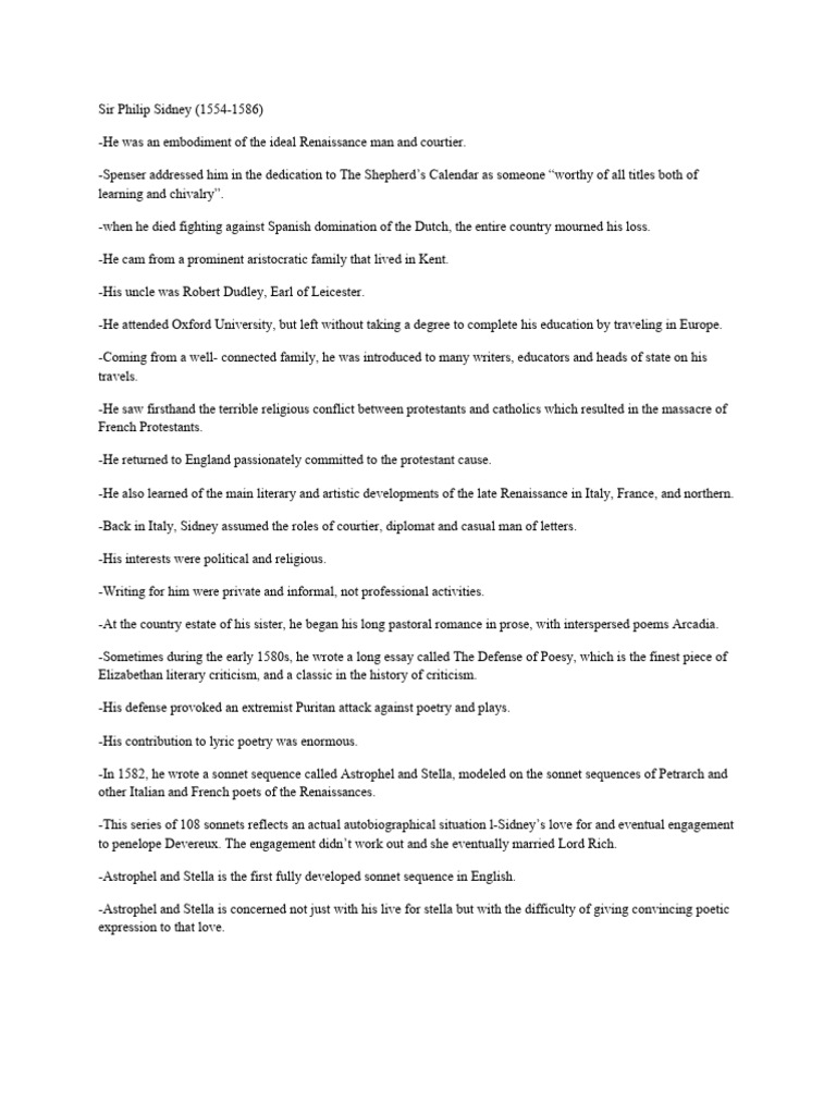 Sir Philip Sidney PDF Poetry