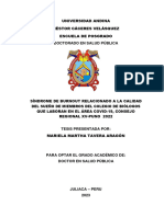 Síndrome de Burnout Relacionado A La Calidad Del Sueño de Miembros Del Colegio de Biólogos Que Laboran en El Área Covid-19, Consejo Regional Xv-Puno 2022