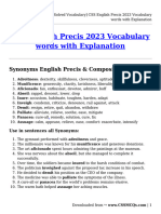 (Solved Vocabulary) CSS English Precis 2023 Vocabulary Words With Explanation