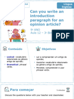 Can You Write An Paragraph For An Opinion Article?: 9 ANO Aula 12 - 3 Bimestre