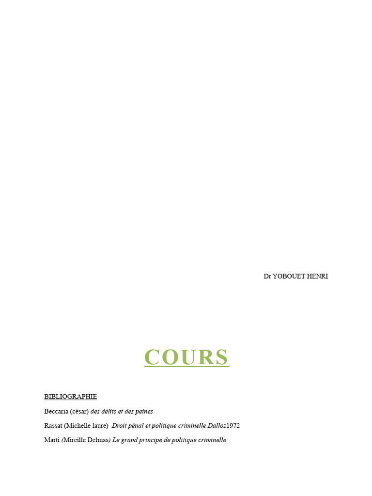 Politique criminelle et systèmes doctrinaux | PDF | Crimes | Crime et ...