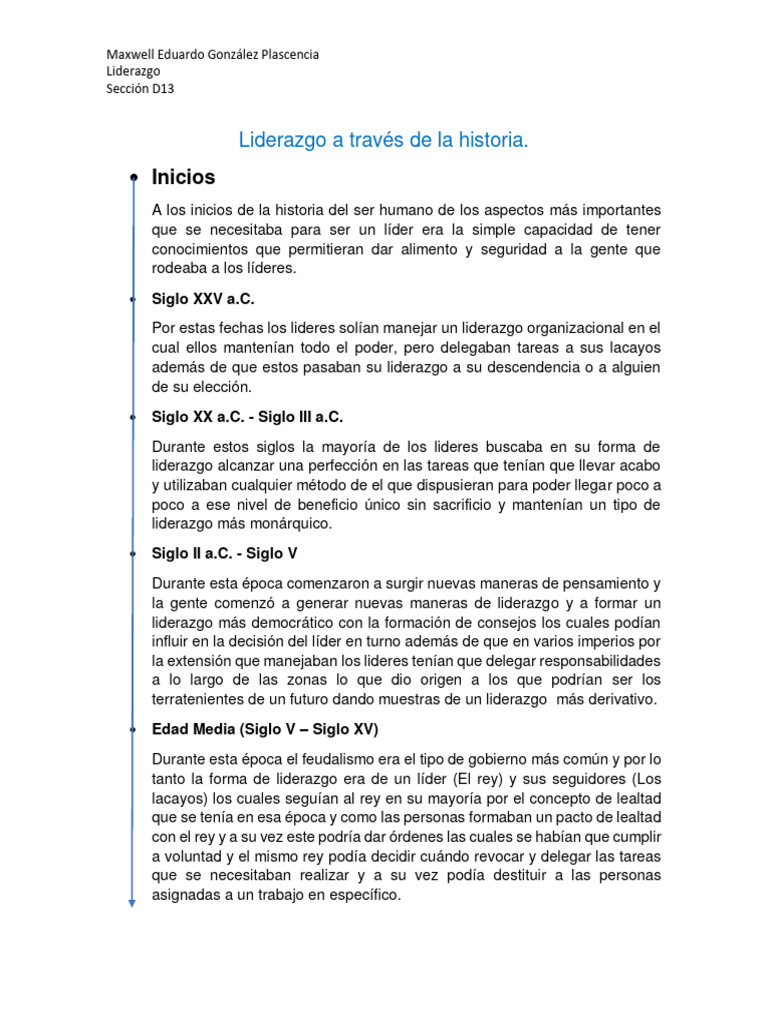 Evolución del liderazgo a través de la historia | PDF | Liderazgo