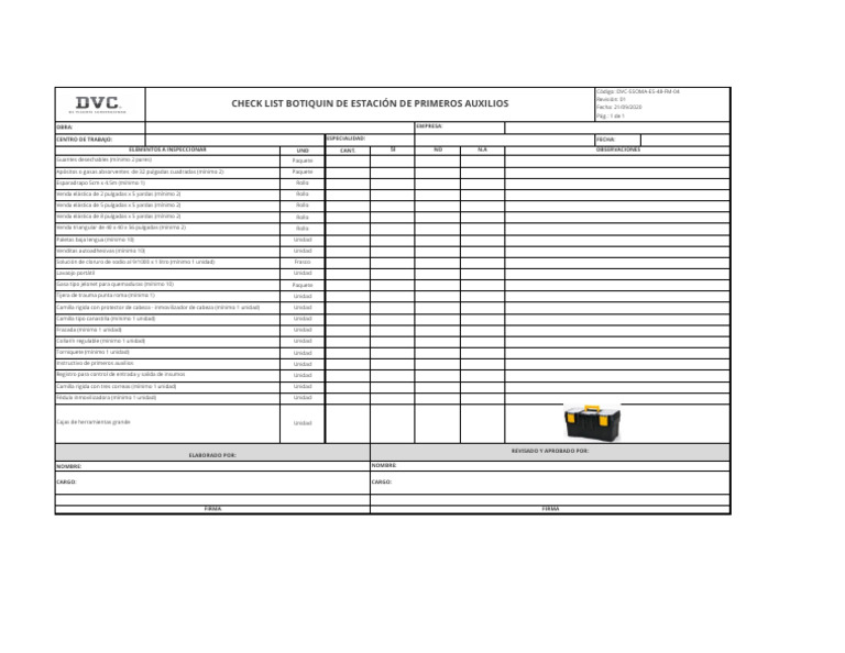 Checklist Botiquín Primeros Auxilios | PDF