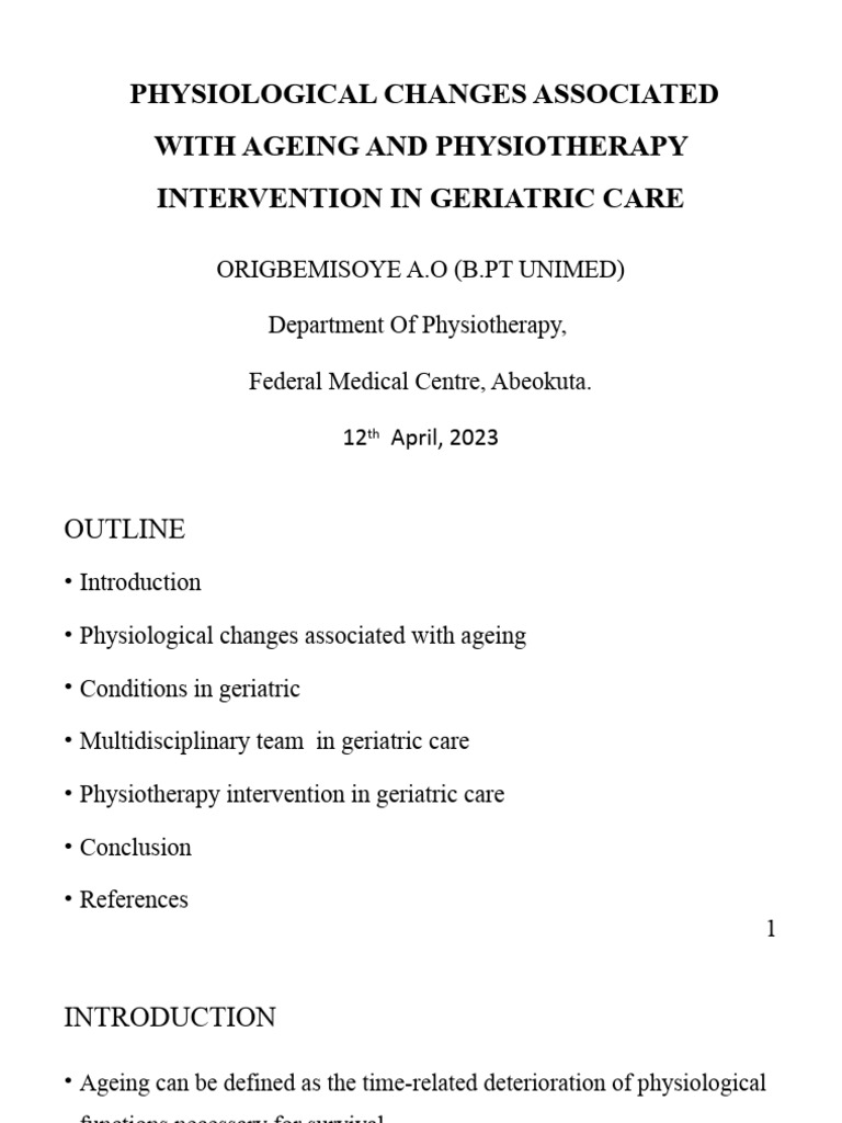 Physiotherapy in Geriatric Care | PDF | Physical Therapy | Geriatrics