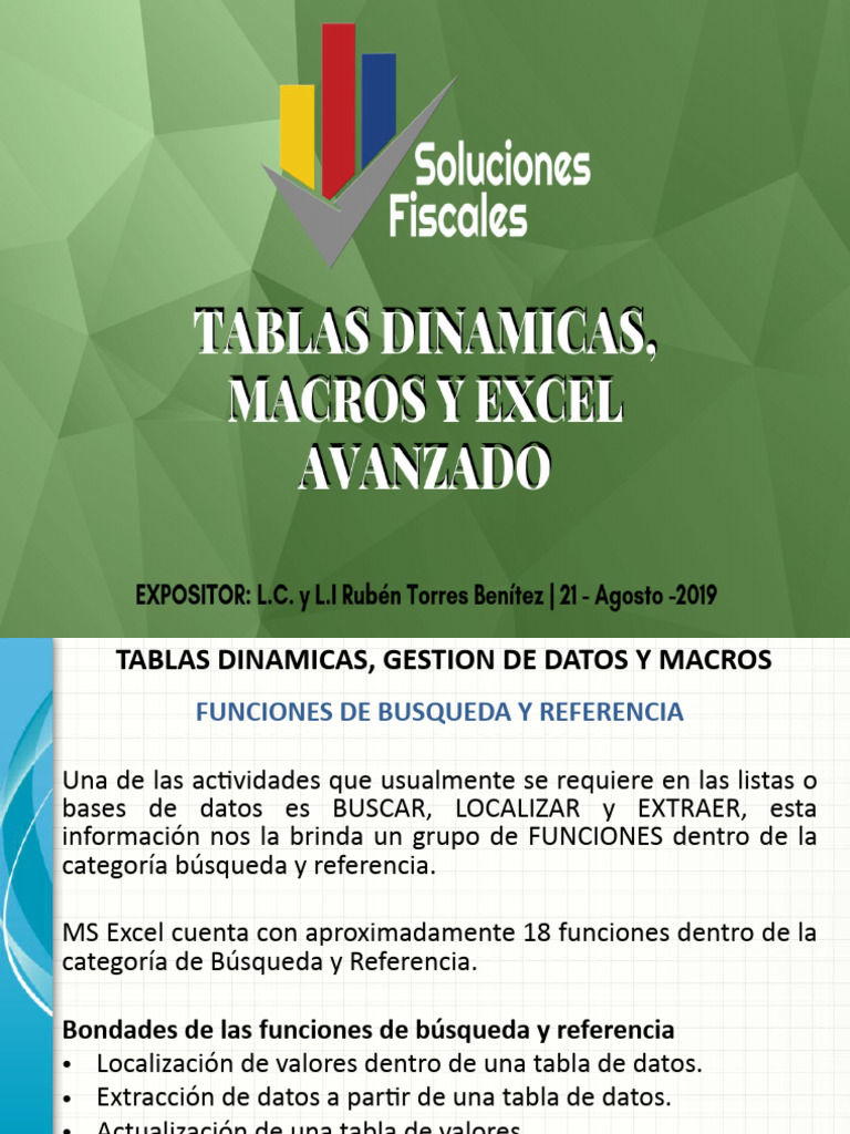 Tablas Dinamicas, Macros y Excel Avanzado PDF Hoja de cálculo Matriz (Matemáticas)