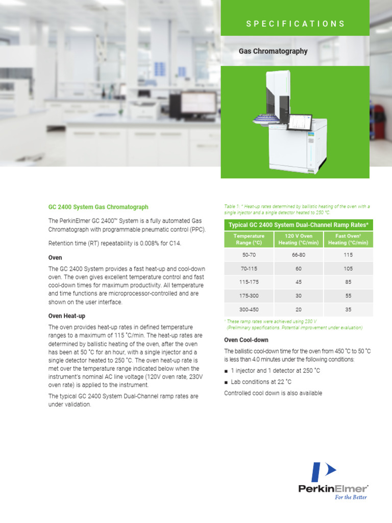 GC 2400 Specification PDF Gas Chromatography Chromatography