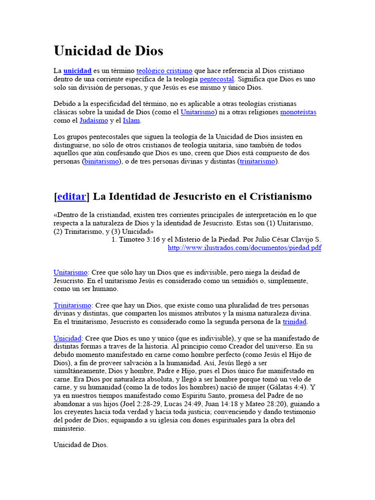 Unicidad De Dios Pdf Trinidad Espíritu Santo