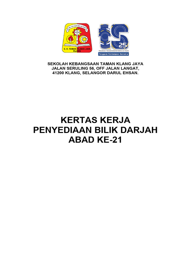 Kertas Kerja Penyediaan Bilik Pak21 | PDF
