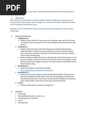 lesson plan on seasons