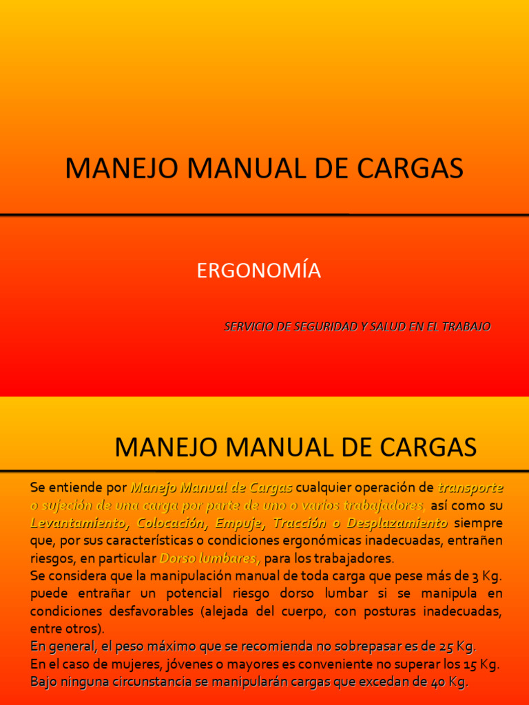 Manejo Manual de Cargas | PDF | Factores humanos y ergonomía