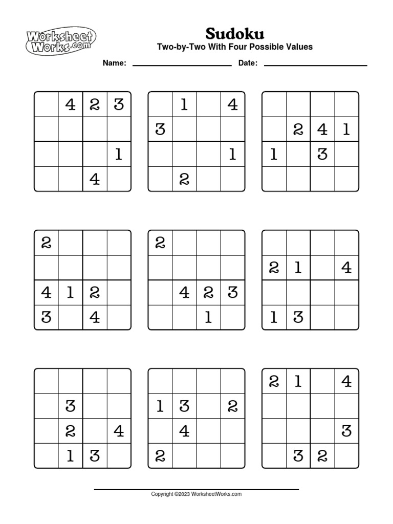 WorksheetWorks Sudoku 2 PDF