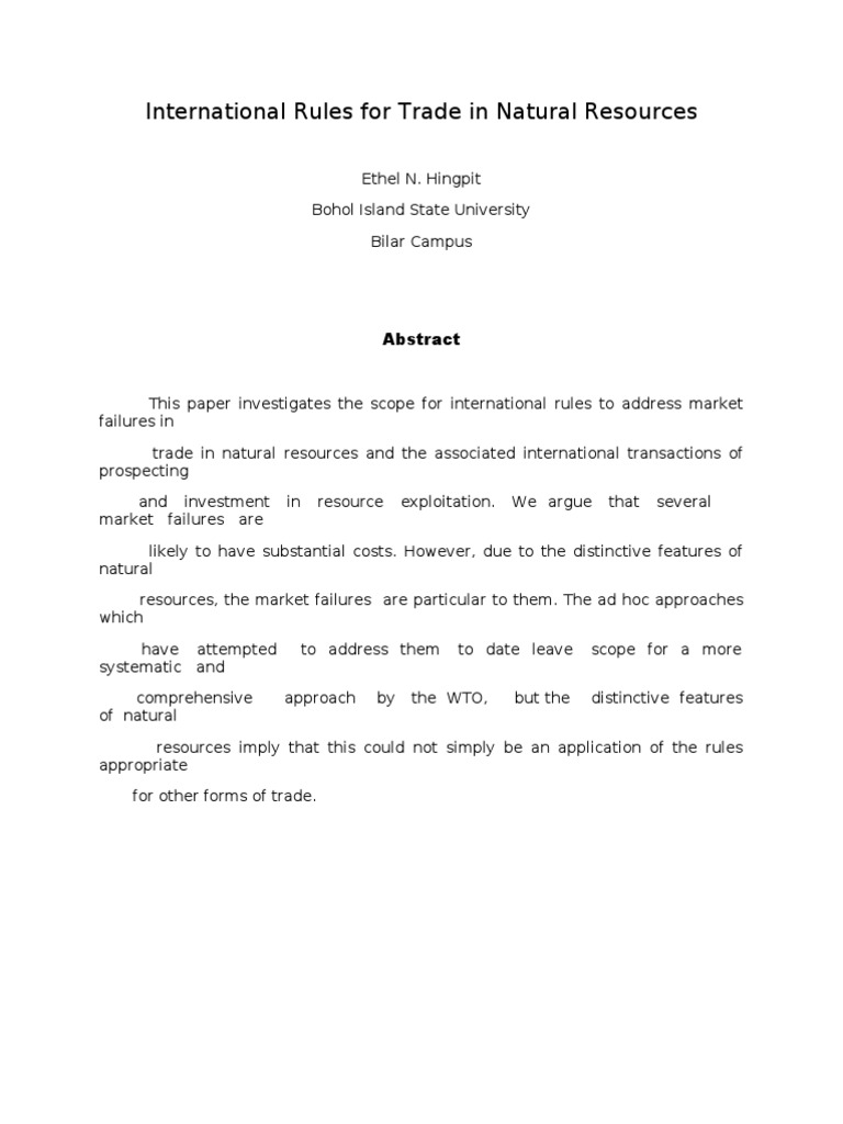 Global Trade Rules for Natural Resources | PDF | Economics | Subsidy