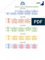 Horários de Aulas EF II - Zoom - Plantão de Dúvidas: Hora 61 71 81 91 8h 9h 10h 11h