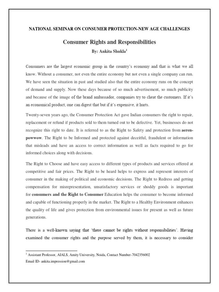 Consumer Rights and Protection Challenges | PDF | Breach Of Contract ...