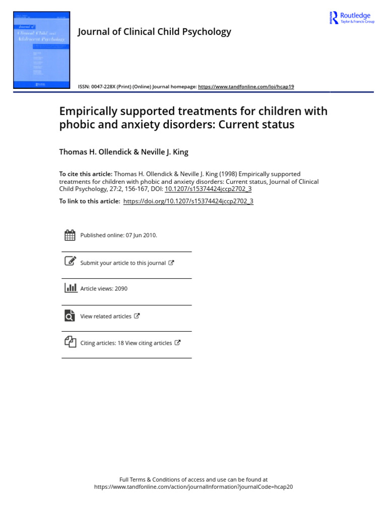 Empirically Supported Treatments For Children With Phobic and Anxiety ...