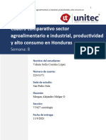 Cuadro Comparativo Sector Agrolimentario e Industrial, Productividad y Alto Consumo en Honduras