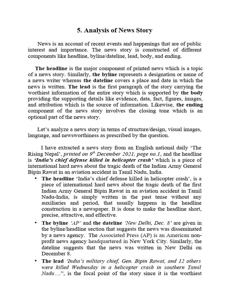 Newspaper Analysis | PDF | News | Schema (Psychology)