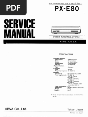Aiwa PX-E80 Turntable Manual | PDF | Alternating Current