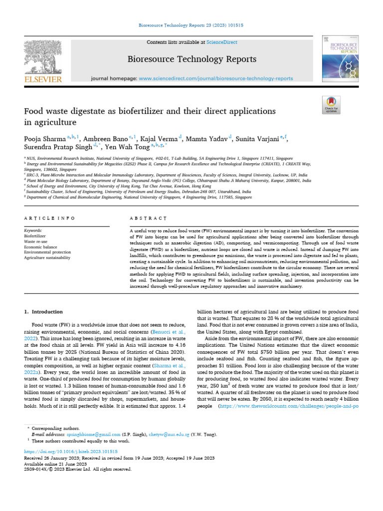 2023 - Sharma - Food Waste Digestate As Biofertilizer and Their Direct ...