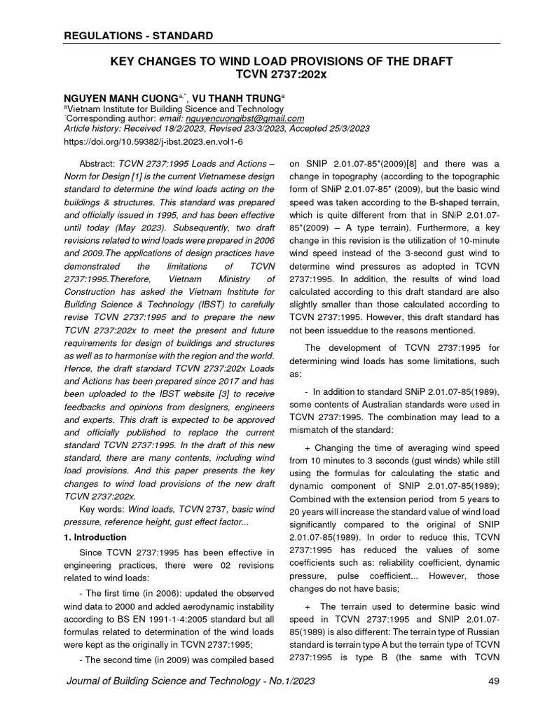 TCVN 2737:2023 Stair Live Load Standards | PDF | Wind Tunnel | Wound