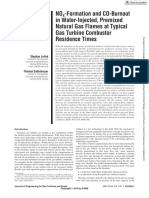 NOx Formation and CO Burnout in Water Injected Premixed Nat Gas Flames