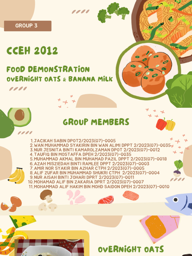 Green And Cream Illustration Let S Learn About Food Presentation Pdf