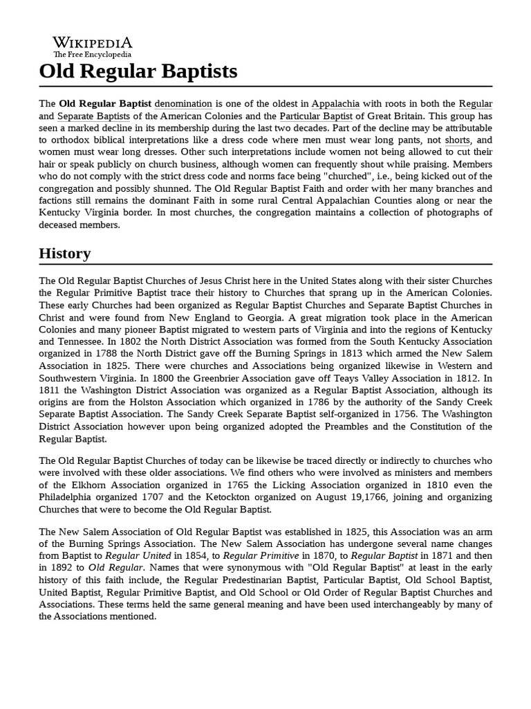 Old Regular Baptists Pdf Christian Soteriology Christian Movements