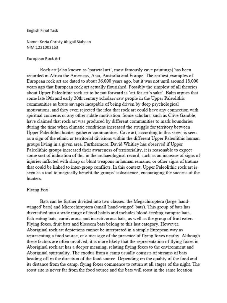 English Final Task Kezia 2 | PDF | Bat | Rock Art