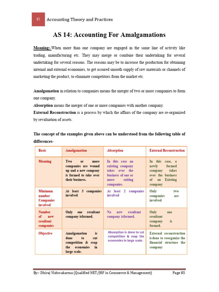 Amalgamation As 14 PDF Consolidation (Business) Equity (Finance)