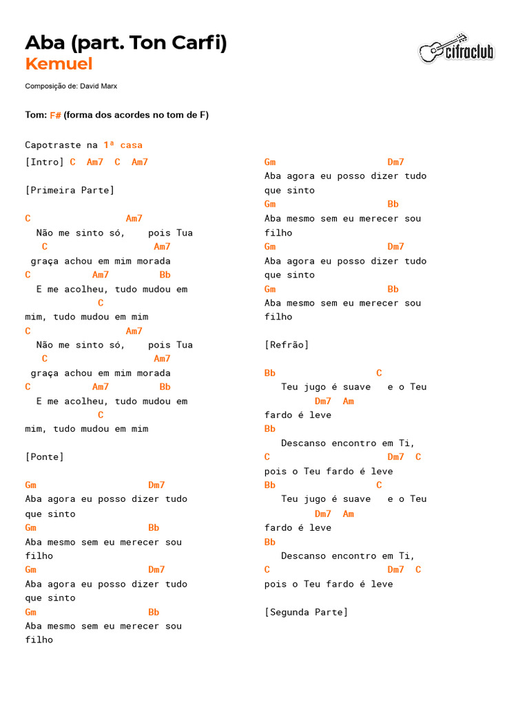 Letra e Cifras da Música 