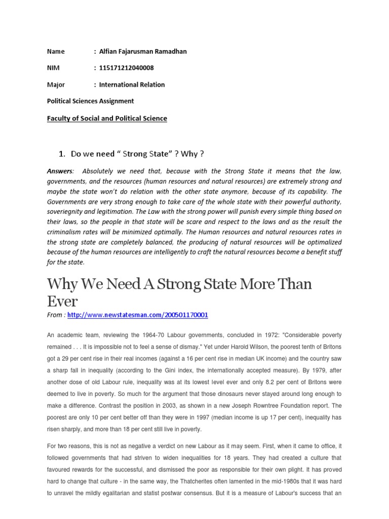 Importance of a Strong State in Politics | PDF | Conservative Party (Uk ...