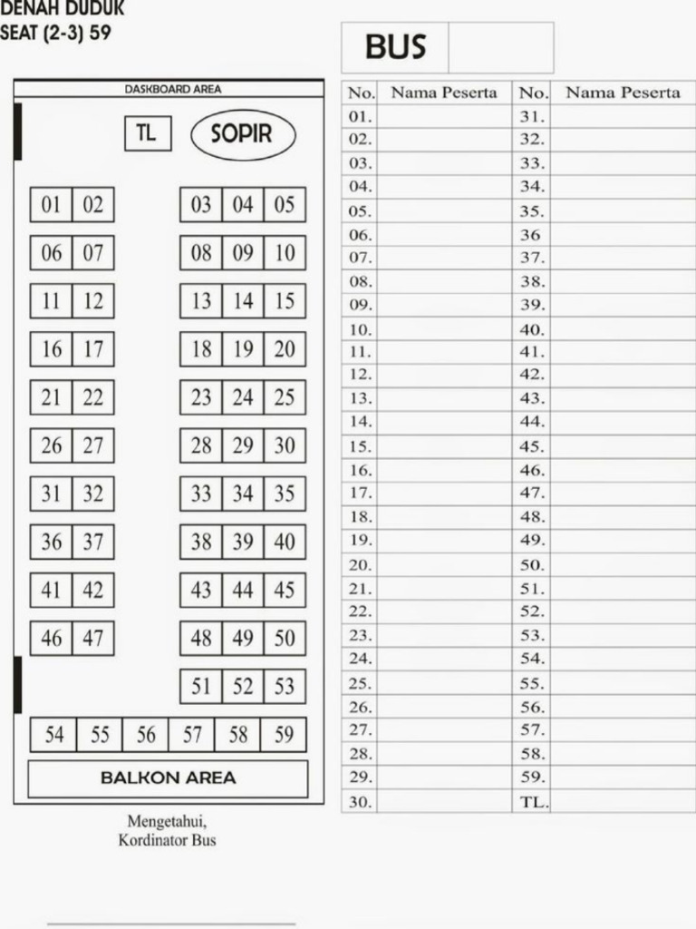 Denah Tempat Duduk Bus | PDF