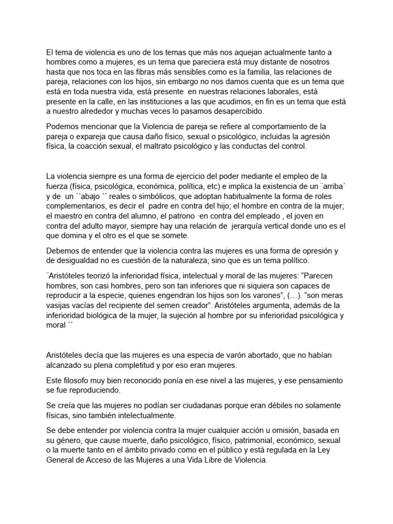 Violencia de Género: Tipos y Prevención | PDF | La violencia contra las ...