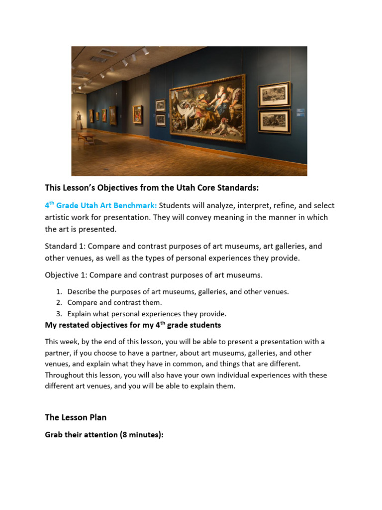 This Lesson's Objectives From The Utah Core Standards 4 Grade Utah