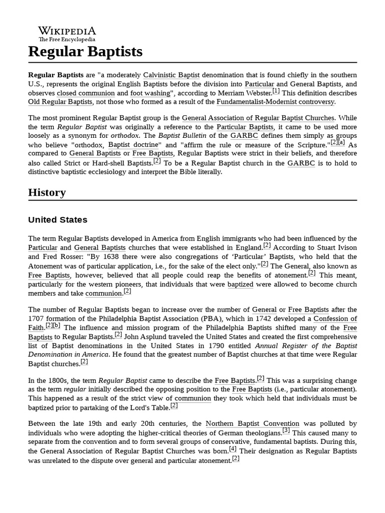 Regular Baptists Pdf Evangelicalism Christian Organizations