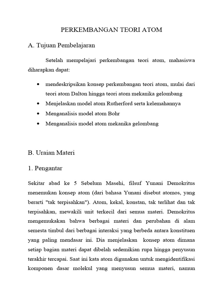 Teori Atom: Dari Dalton ke Rutherford | PDF | Sains & Matematika