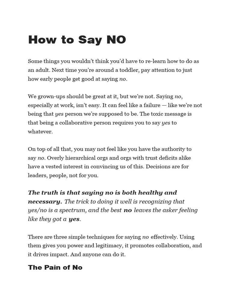 How to say no pdf reason leadership