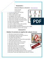 Tarea de 15 Oraciones de Mis Rutinas y 10 Oraciones en Negativo.