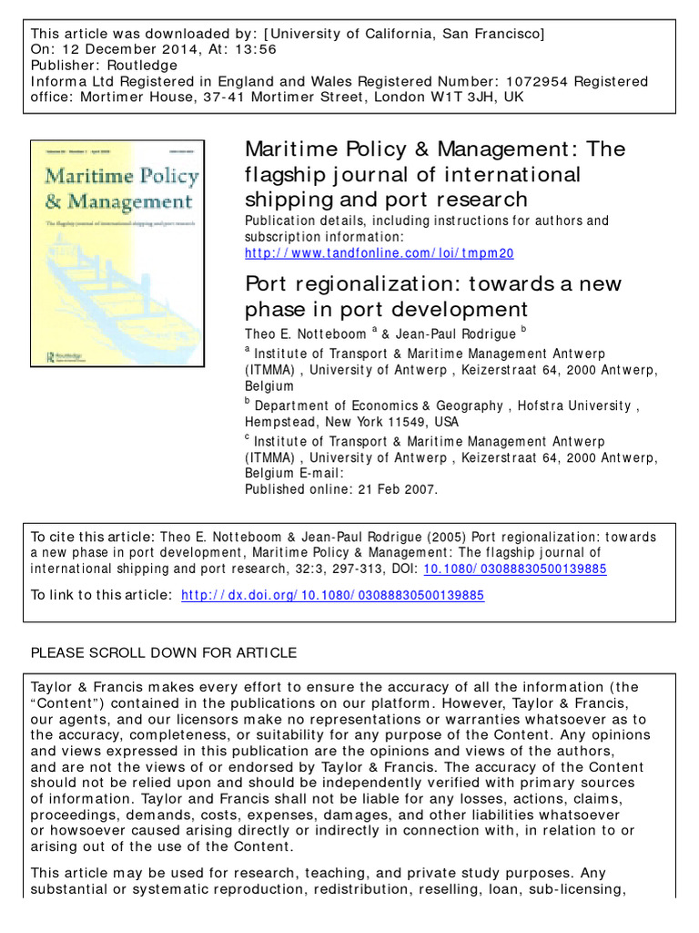 Port Regionalization in Development | PDF | Port | Logistics